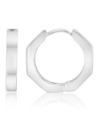 Waterproof Platinum 17mm Octagon Huggie Earrings