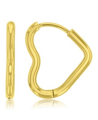Waterproof Platinum 15mm Tube Heart Huggie Earrings