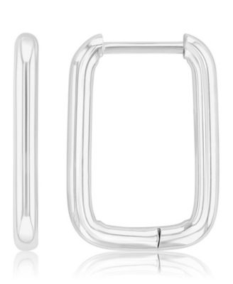 Waterproof Platinum 18mm Tube Rectangle Huggie Earrings