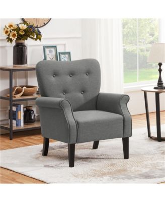 Upholstered Mid-century Modern Accent Chair, Yellow