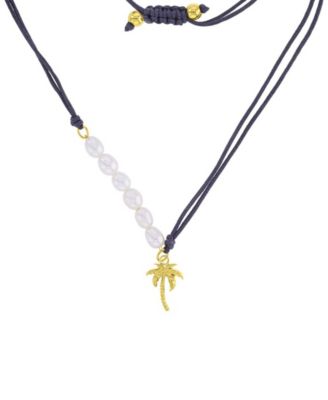 Waterproof Yellow Palm Tree Freshwater Pearl Adjustable Necklace