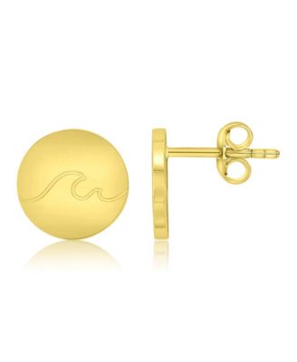 Waterproof Yellow 12mm Heart Wave Stud Earrings