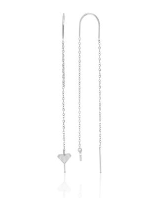 Waterproof Platinum 65mm Triangular Heart Pineapple Threader Earrings