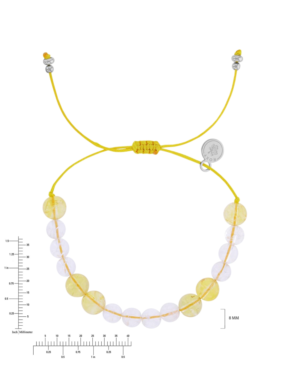 Roxy Waterproof Citrine Clear Quartz Adujustable Bracelet