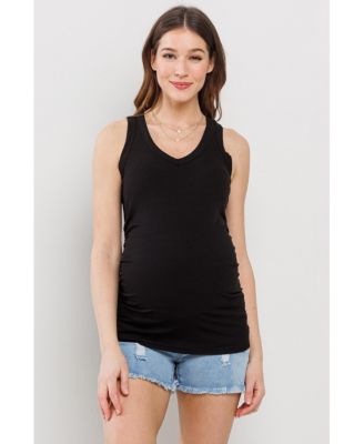 Maternity Side Ruched Ribbed Tank Top