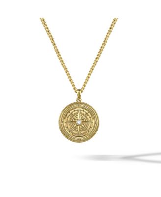 Men's Compass Pendant Necklace – Gold 22" Chain
