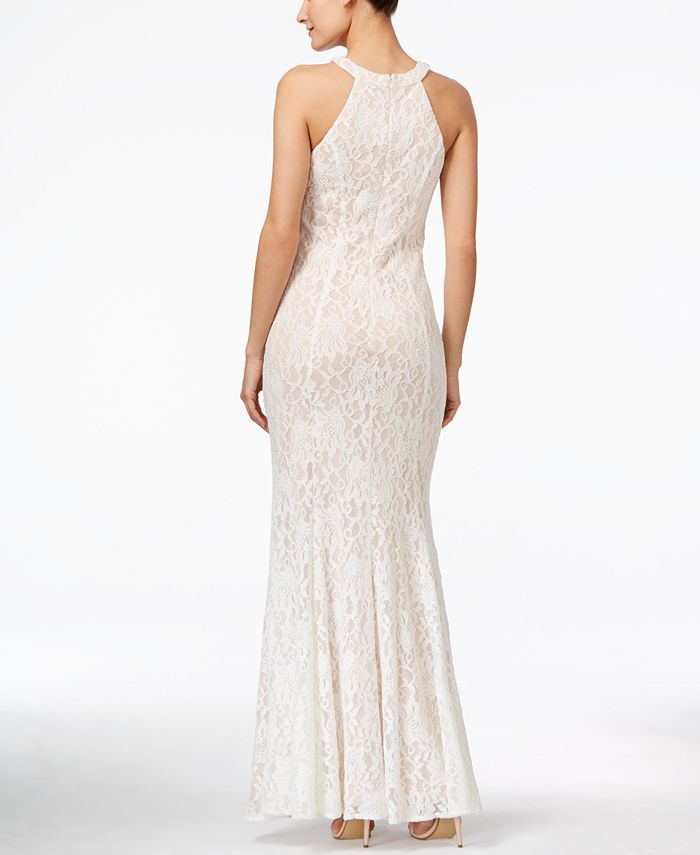 nightway lace halter gown merlot