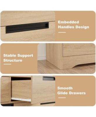 5 Drawer Dresser for Bedroom, Gray Chest of Drawers with Embedded Handles, Wooden Dresser Organizer for Living Room