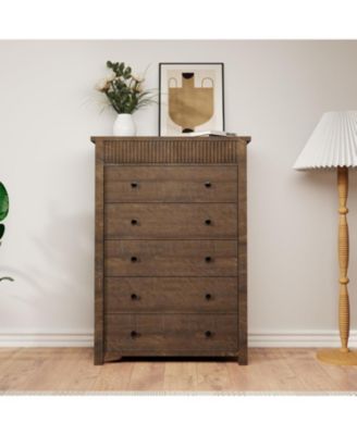 3 Drawer Dresser, Modern Fluted Nightstand, Wooden Chest of Drawers, Storage End Table Organizer for Bedroom