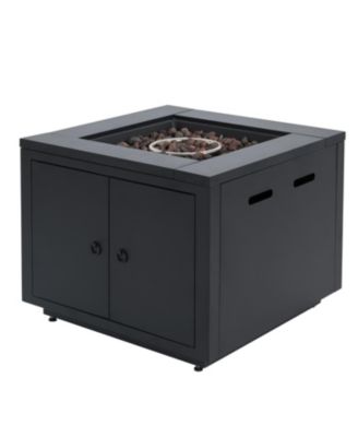 30 Inch Square Steel Fire Pit Table Black 40000 BTU Galvanized Steel Construction