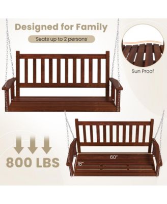 3-Person Wooden Outdoor Porch Swing with 800 lbs Weight Capacity