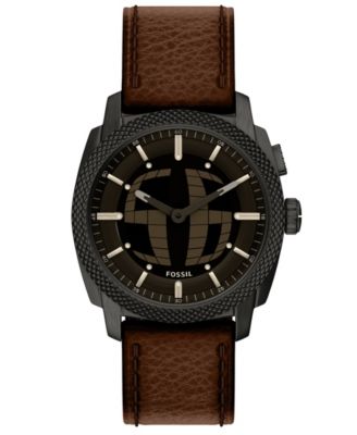 Men's Machine Big Tic Brown Leather Watch, 41mm