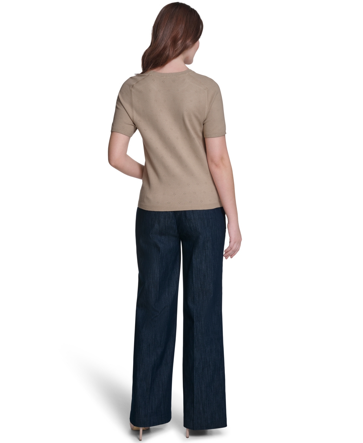 Tommy Hilfiger Women's Pointelle Short-Sleeve Sweater