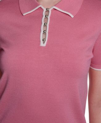 Women's Collared Tipped Polo Sweater