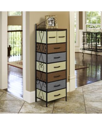Victorian Style 8-Drawer Tower Storage Organizer Unit, Multicolor