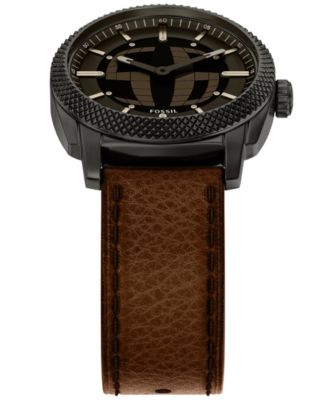 Men's Machine Big Tic Brown Leather Watch, 41mm