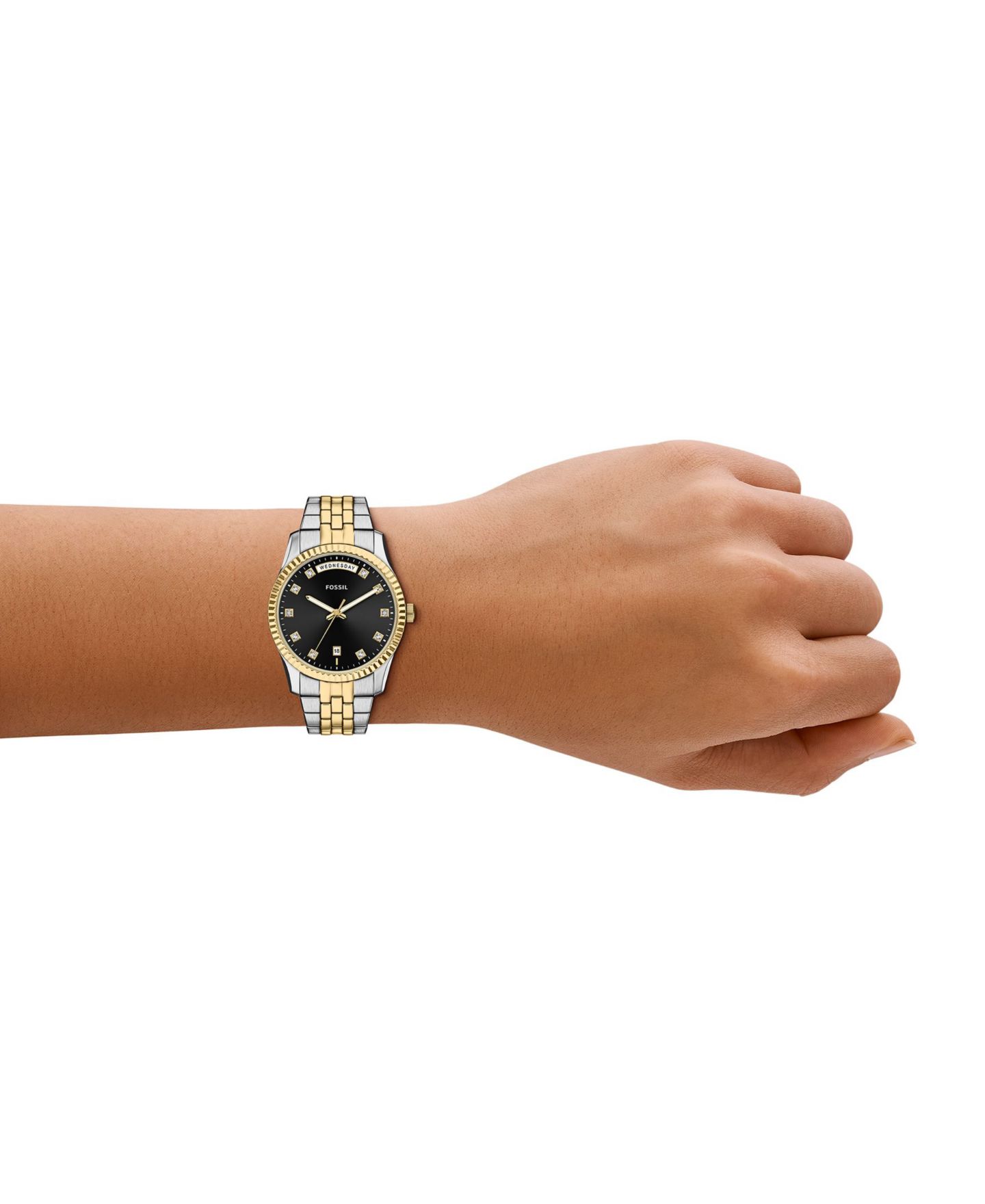 Женские часы Fossil Scarlette Three-Hand Day-Date Two-Tone Stainless Steel Watch, 34mm — фото 7