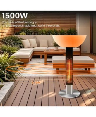 1500W Outdoor Patio Heater, Rapid Heating in 5s with LED Lights and Remote Control, IP55 Waterproof and Overheat Protection