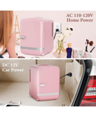 Retro Mini Fridge, Compact Refrigerator with 4L Capacity/6 Cans Cooler & Warmer, Removable Shelf for Skincare, Beverages, Cosmetics