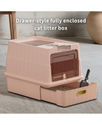 Easy-Clean Cat Litter Box with Pull-Out Drawer