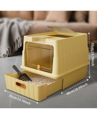 Easy-Clean Cat Litter Box with Pull-Out Drawer