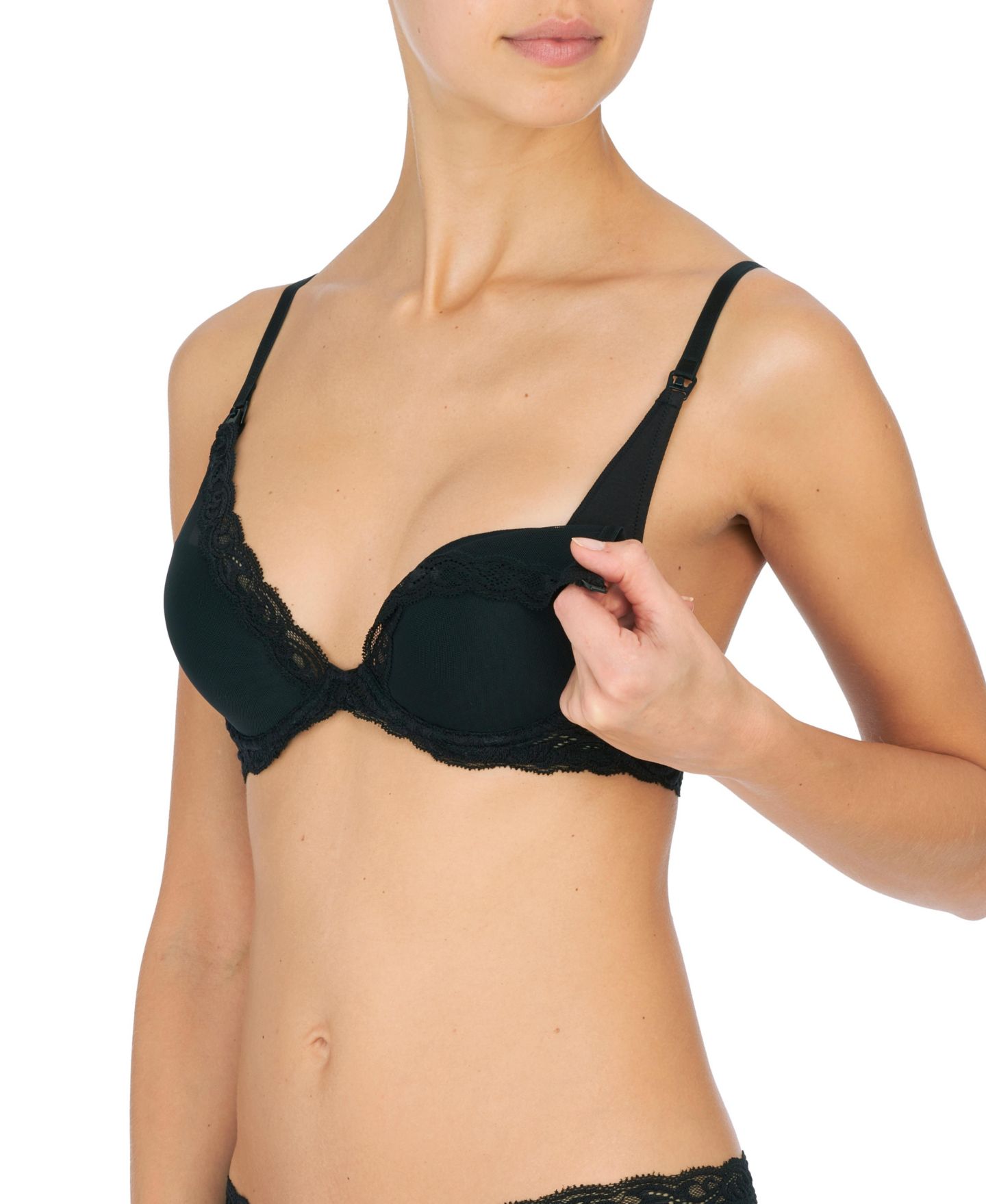 Бра Maternity Feathers Contour, глубокий вырез, кружево — Natori, цвет: Чёрный — фото 4