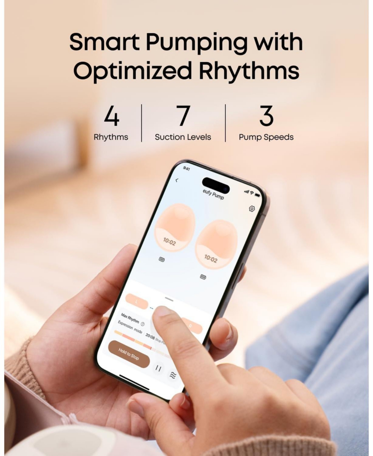 eufy Baby Heated Breast Pump E20, Hands Free In Bra, HeatFlow Tech, 3 Heat Levels, App Control, Hospital Grade, Leakproof, Quiet