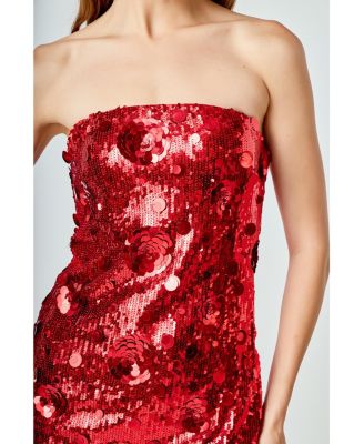 Women's Sequins Applique Midi Dress