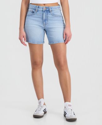 Juniors' High-Rise Denim Bermuda Shorts