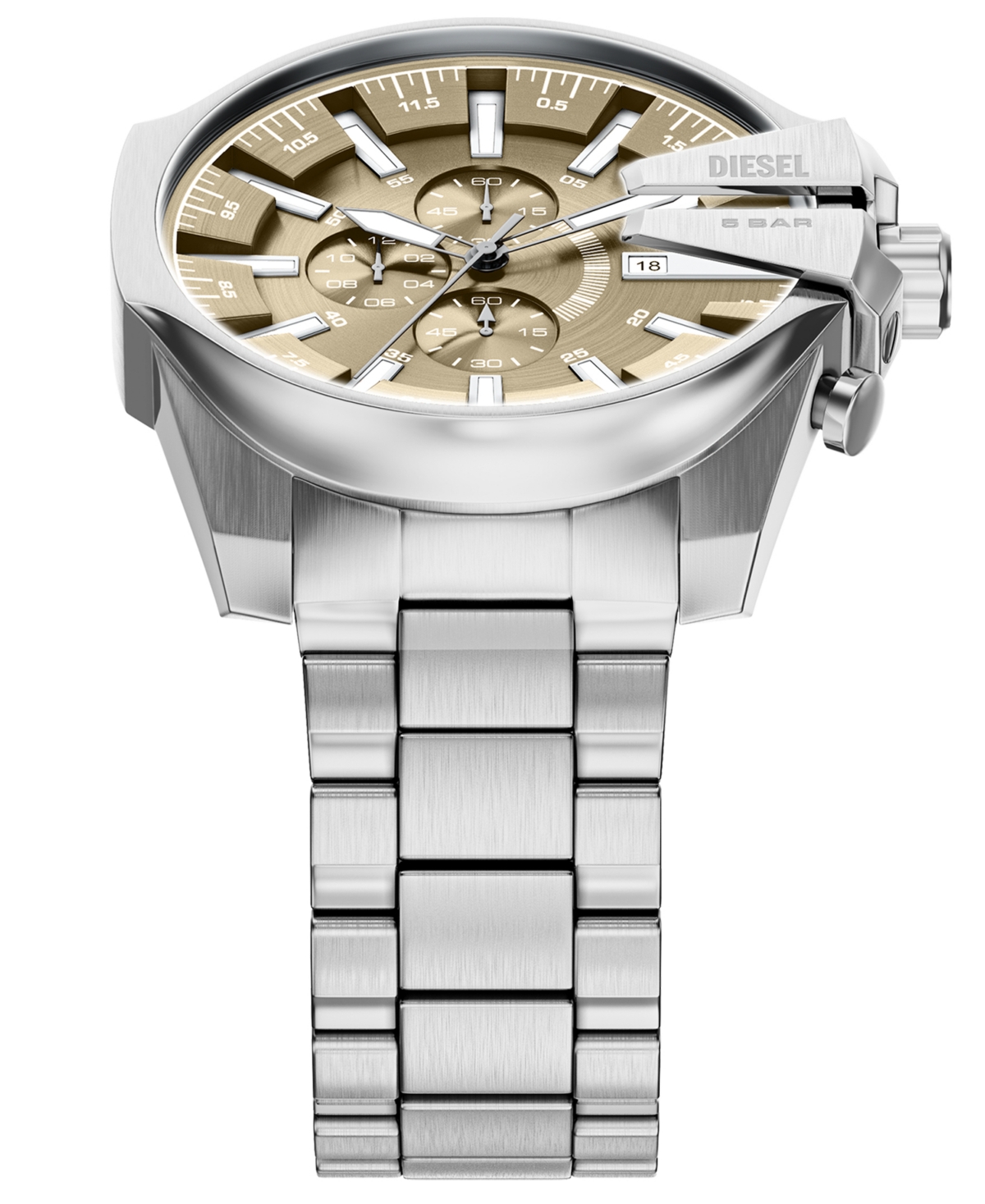 Diesel Men's Mega Chief Slim Quartz Chronograph Silver Stainless Steel Watch, 48mm