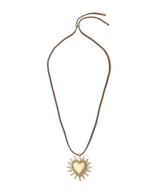 Gold Sunburst Heart Pendant Necklace