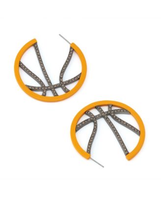Faux Stone Basketball Hoop Earrings