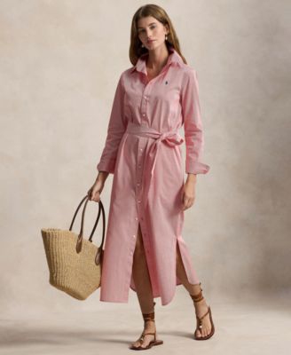 Women's Long-Sleeve Collared Shirt Dress