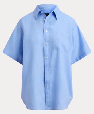 Women's Woven Short-Sleeve Collared Top