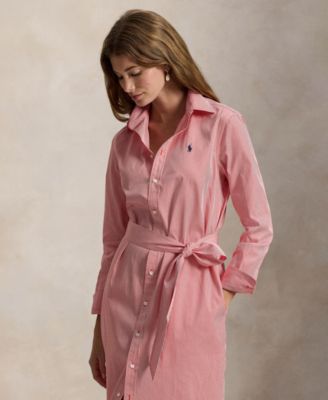 Women's Long-Sleeve Collared Shirt Dress