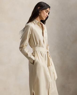 Women's Long-Sleeve Collared Shirt Dress