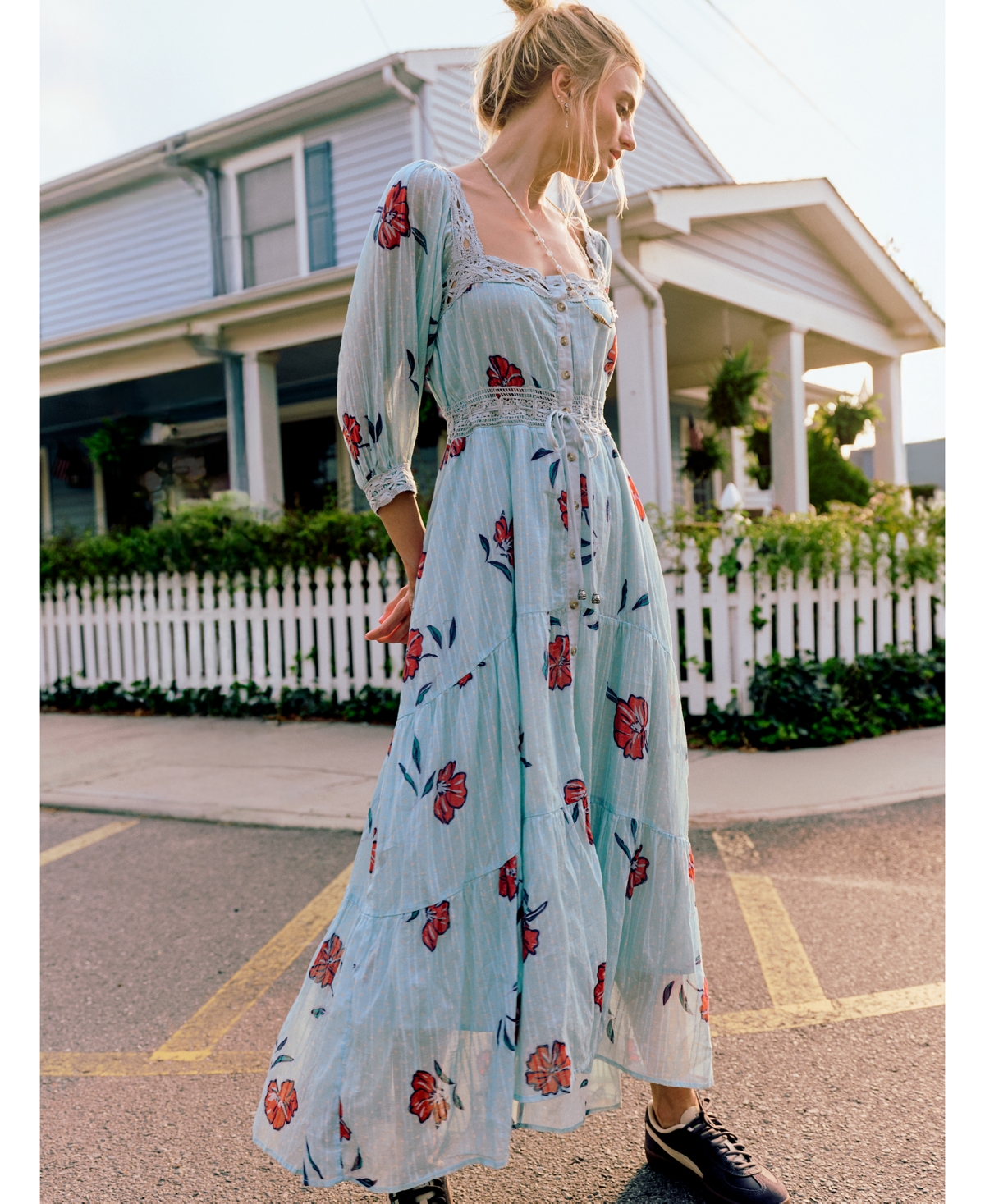 Free People Women's Morning Meadows Square Neck Dress