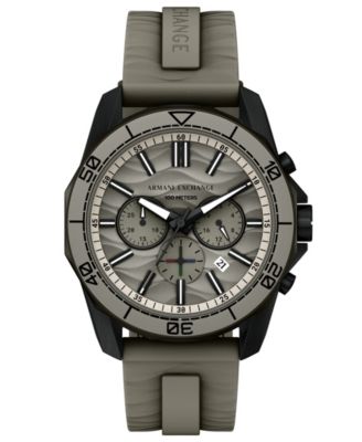 Armani Exchange Men's Quartz Chronograph Gray Silicone Watch, 44mm