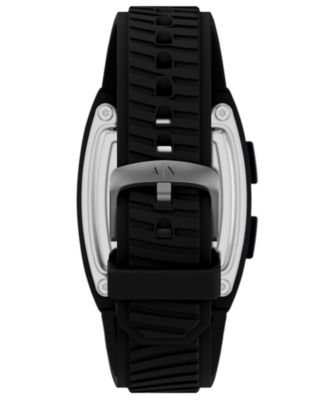Armani Exchange Men's LCD Black Silicone Watch, 42mm