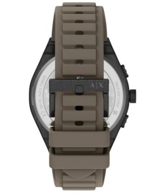 Armani Exchange Men's Sync Quartz Chronograph Brown Silicone Watch, 44mm