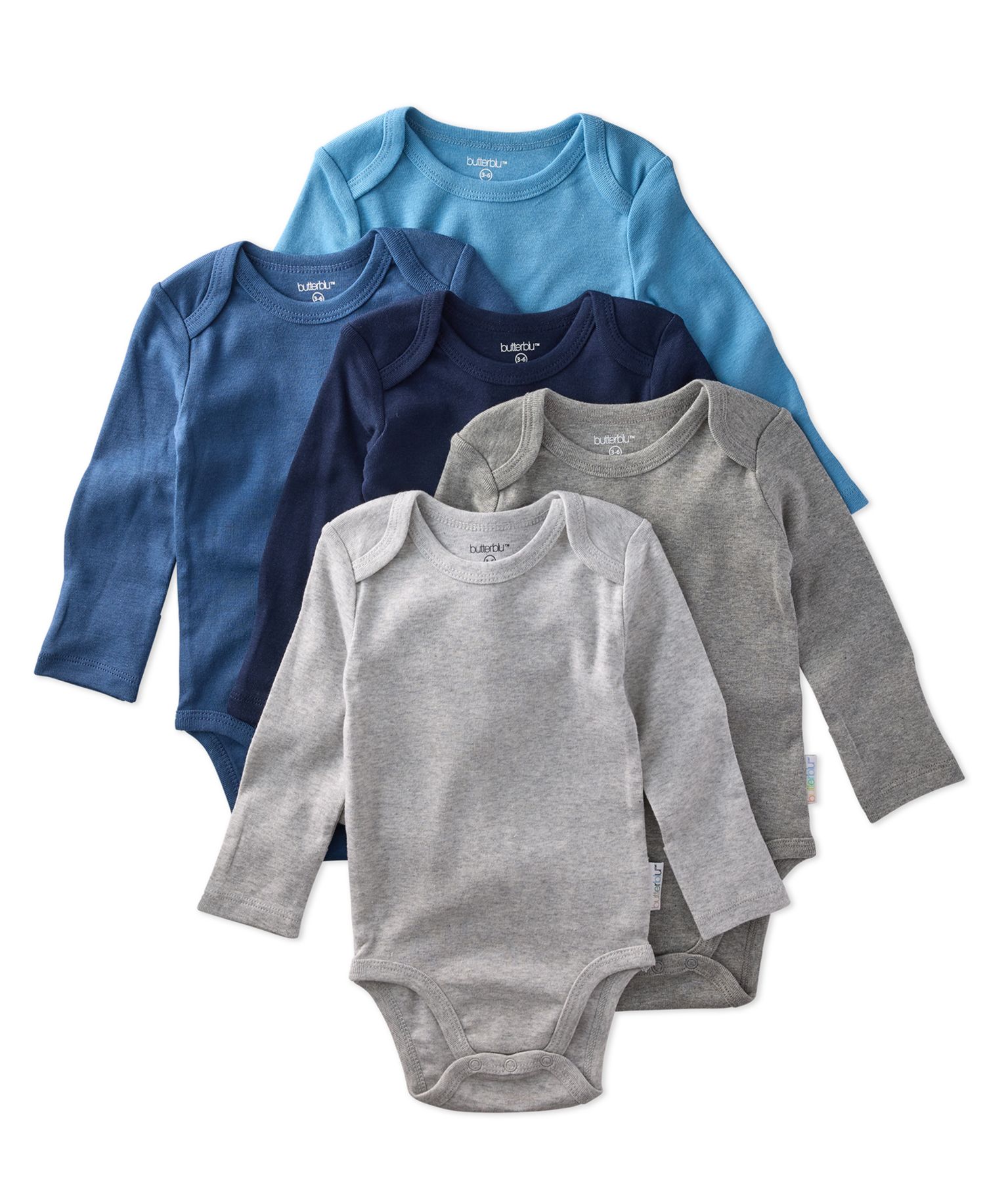 Baby Boys' and Girls' Blake Long-Sleeve Bodysuits, 5-Pack