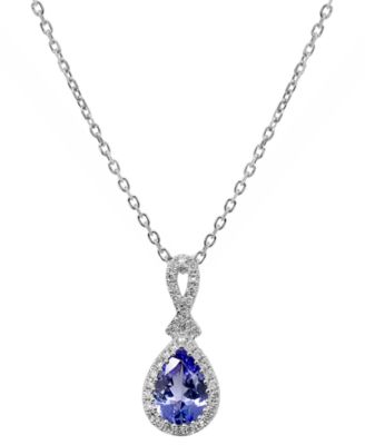 Tanzanite (5/8 ct. t.w.) & Diamond (1/10 ct. t.w.) Pendant Necklace in Sterling Silver