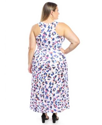 Plus Size Abstract Tank Racerback Maxi Dress