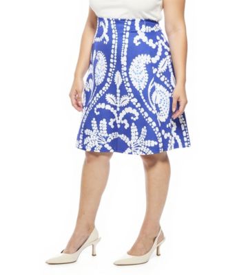 Plus Size Paisley Elastic Waist A-Line Skirt