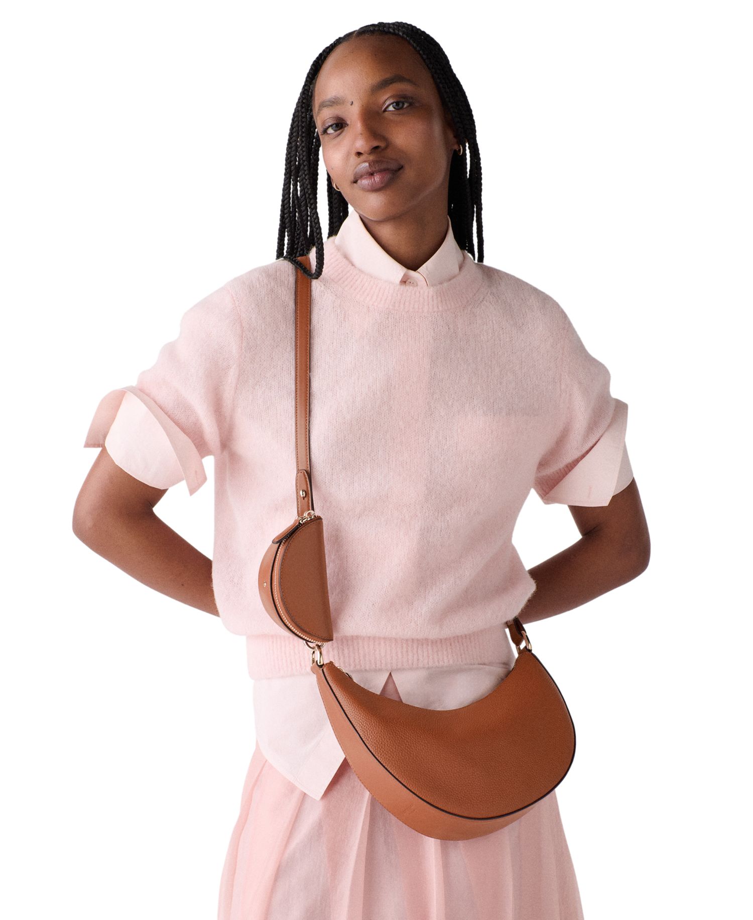 Duo Small Pebbled Leather Crossbody Bag