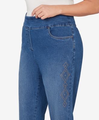 Plus Size Austin Geometric Heat Set Super Stretch Denim Short Length Jeans