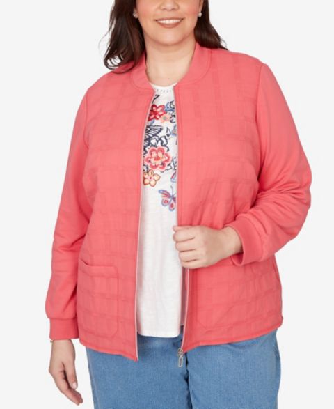 Женские куртки Alfred Dunner Plus Size Austin Quilted Knit Ribbed Jacket