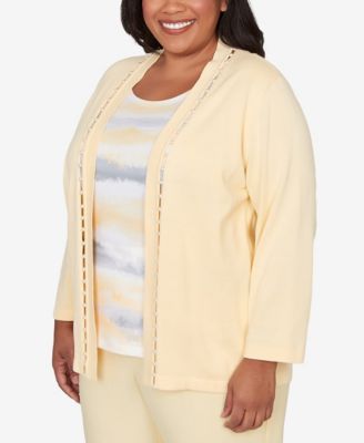 Plus Size Al Fresco Mother of Pearl Stripe Two In One Sweater