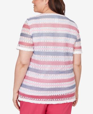 Plus Size The Royal Treatment Biadere Fringe Textured Top with Necklace