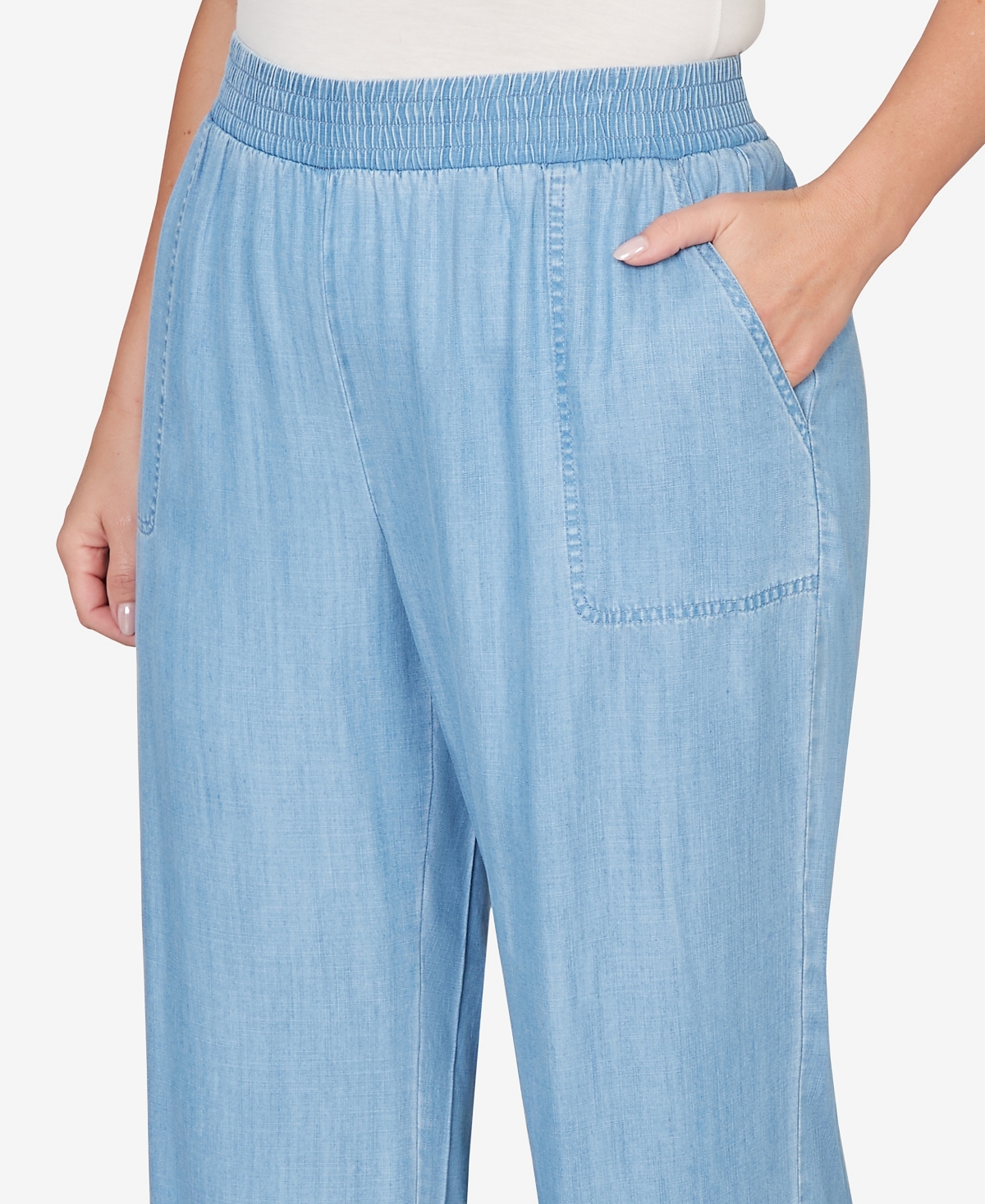 Alfred Dunner Plus Beachcomber Wide Leg Patch Pocket Ankle Pants